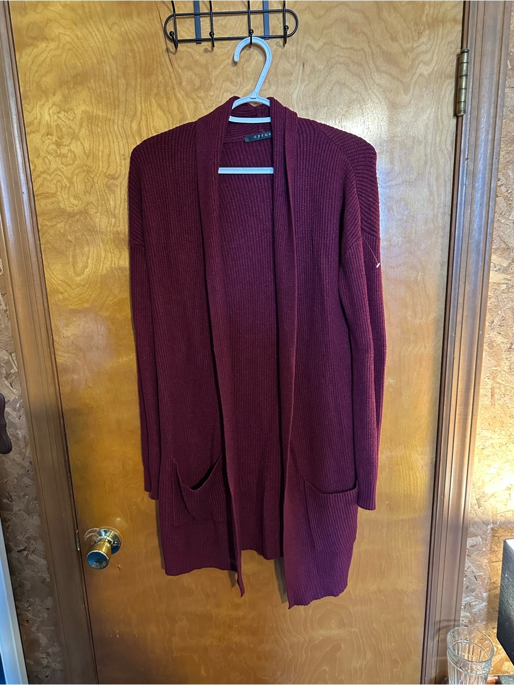 Cyrus Open-Front Burgundy Cardigan